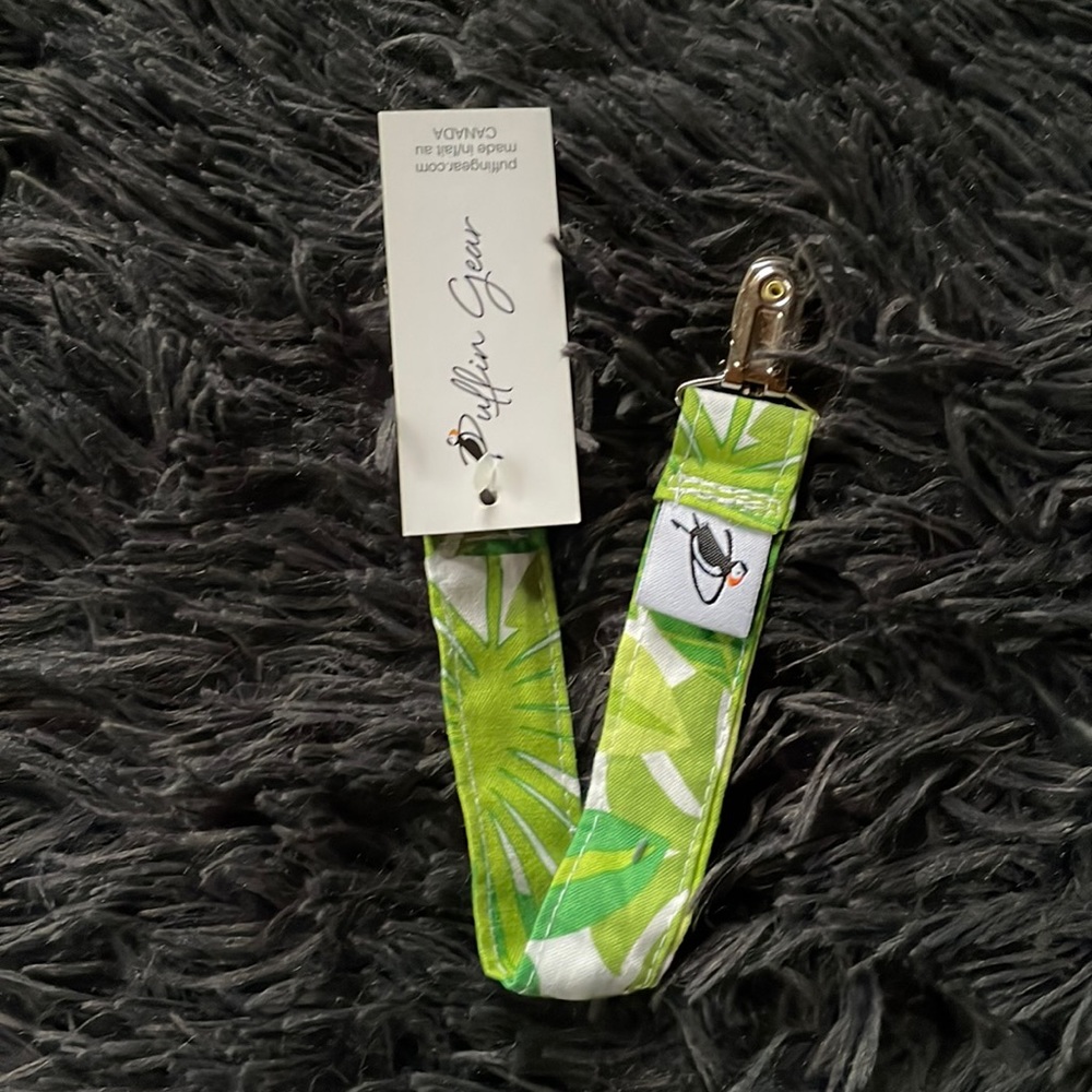 NEW! PUFFIN GEAR Pacifier strap - tropical monstera pattern